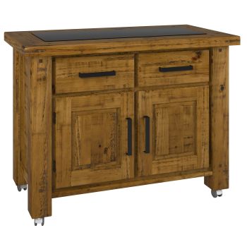Teasel Kitchen Work Bench Storage Trolley Solid Pine Wood Portable Cart Wheels