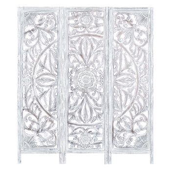 Diego 3 Panel Room Divider Screen Privacy Shoji Timber Wood Stand - White