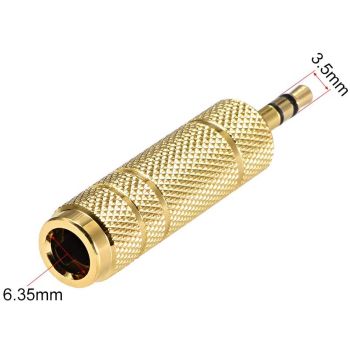 3.5mm male to 6.35mm 1/4" STEREO Female Audio Adapter Converter Gold Plated