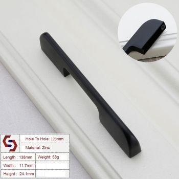 Zinc Kitchen Cabinet Handles Drawer Bar Handle Pull BLACK hole to hole size 128mm