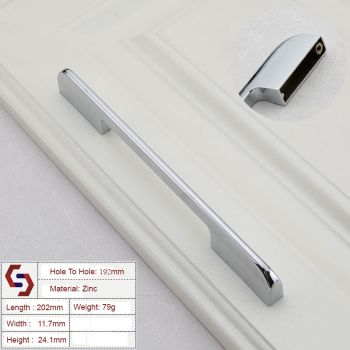 Zinc Kitchen Cabinet Handles Drawer Bar Handle Pull silver color hole to hole size 192mm