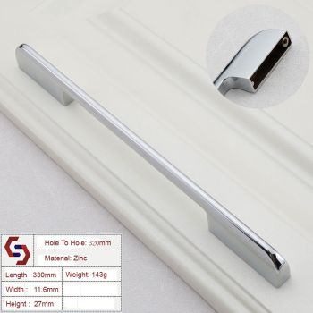 Zinc Kitchen Cabinet Handles Drawer Bar Handle Pull silver color hole to hole size 320mm