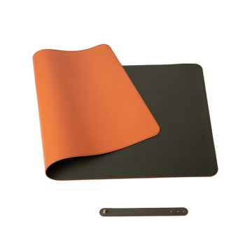 Orange 90cm*45cm Dual Side Office Desk Pad Waterproof PU Leather Computer Mouse Pad