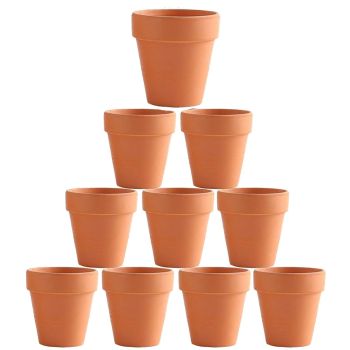 10x 8cm Flower Pot Pots Clay Ceramic Plant Drain Hole Succulent Cactus Nursery Planter