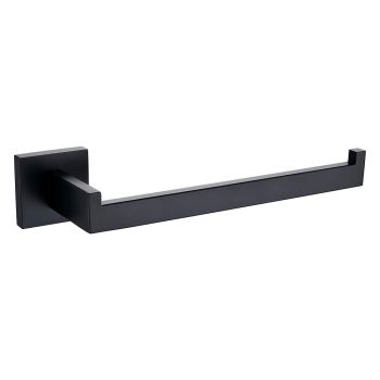 Square Hand Towel Holder Ring Wall Mounted Modern Towel Bar Bathroom Kitchen Black