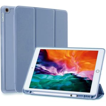 IPad 10.2 2019 7th Pencil Holder Slim Smart TPU Soft Case Lavender Color