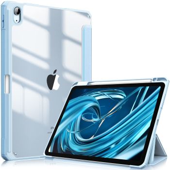 iPad 10th Case 10.9 Inch 2022 with Pencil Holder, Smart iPad Clear Case with Soft TPU Auto Wake Sleep Sky Blue