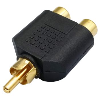 RCA Male to 2X RCA Female Audio Splitter Adapter Connector Coupler