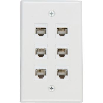 Ethernet Wall Plate 6 Port Cat6 Ethernet Cable Wall Plate Adapter