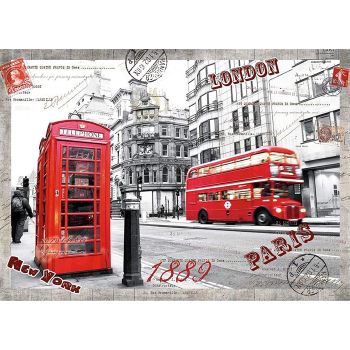 Jigsaw Puzzles 1000 Pieces for Adults London Impression Red Bus Telephone Booth Large Difficult Puzzles