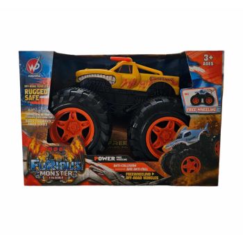 Friction Powered Yellow Bison Monster Truck for Children 1:16 Scale 3+