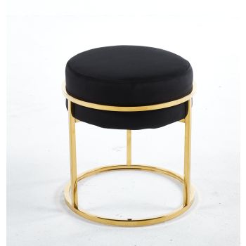 Interior Ave - Soho Black Velvet & Gold Ottoman Footstool