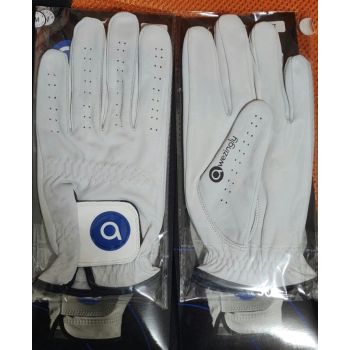 Awezingly Premium Quality Cabretta Leather Golf Glove for Men - White (L)