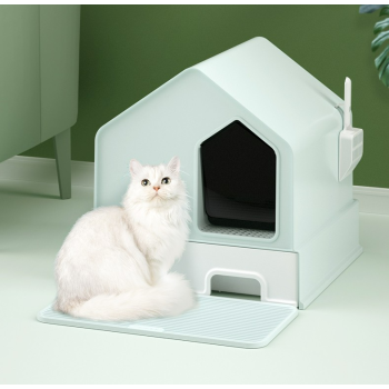 Petwiz Enclosed Cat Litter Box House â€“ Green