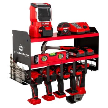 Power Tool Organiser Wall Mounted Drill Storage Organizer Holder Milwaukee Red