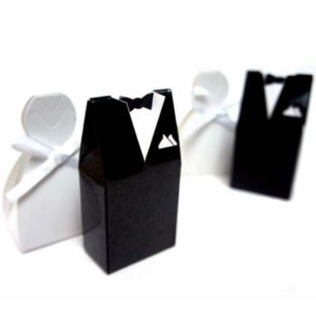 100 Pack of 50 Bride Gown and 50 Groom Tux Wedding Bridal Bomboniere Favor Candy Choc Almond Box - NW