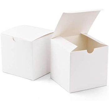 100 Pack of White 8x8x8cm Square Cube Card Gift Box - Folding Packaging Small rectangle/square Boxes for Wedding Jewelry Gift Party Favor Model Candy Chocolate Soap Box