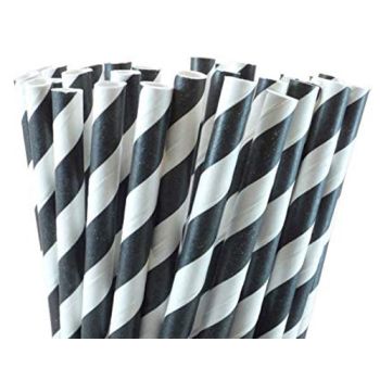 1000 Bulk Wholesale Pack Black White Drinking Straws Biodegradable Eco Paper Birthday Party Event Bistro Bar Cafe Take Away