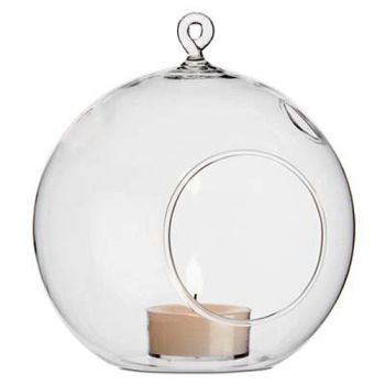 24 Bulk Buy of Hanging Clear Glass Ball Tealight Candle Holder  - 10cm Diameter / High - Wedding Globe Decoration Terrarium Succulent Plant Mini Garden Holder Decor Craft Gift