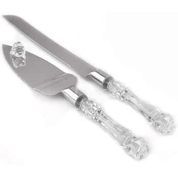 Cutting Cake Knife and Silver Blade Cake Server Set Wedding Anniversary Engagement Birthday Party Gift Boxed