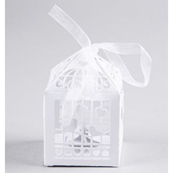 50 Piece Pack - White Dove Bird Heart Wedding Bomboniere Favor Lolly Gift Card Box