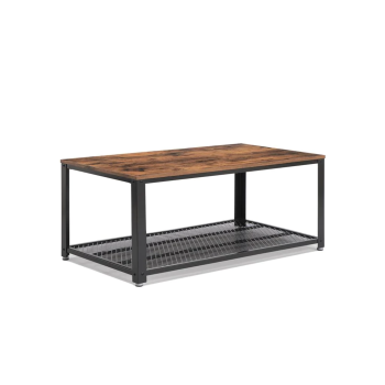 VASAGLE Industrial Rectangle Coffee Table with Storage Shelf Rustic Brown