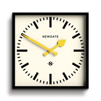 Newgate Number Five Wall Clock Black Yellow Hands