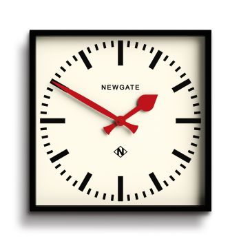 Newgate Number Five Wall Clock Black Red Hands