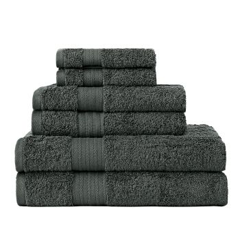 Luxury 6 Piece Soft and Absorbent Cotton Bath Towel Set -Â  Charcoal