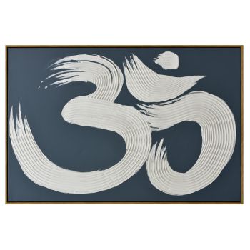 120X80cm Modern Mantra: Echoes of AUM Dark Wood Framed Hand Painted Canvas Wall Art