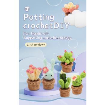 Beginners Crochet Kit, DIY 6PC Cactus Kit, Complete Knitting Kit with Video