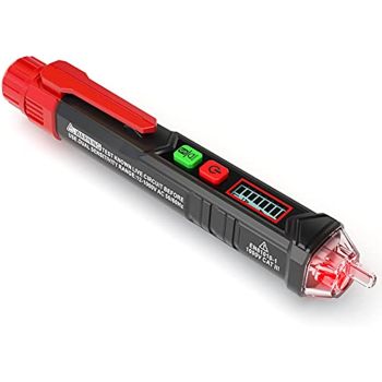 KAIWEETS HT100 Non Contact Voltage Tester AC Electricity Detect Pen 12V-1000V/48V-1000V Dual Range with LCD Display LED Flashlight Buzzer Alarm Wire Breakpoint Finder