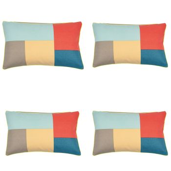 Pack of 4 Geo Beige Block Design Rectangle Cushion Cover 30cm x 50cm