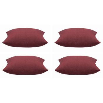 Pack of 4 Elements Deep Red Solid Base Colour Square Cushion Covers