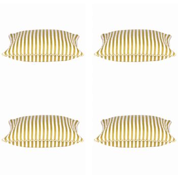 Pack of 4 Dandi Mustard Yellow & White Striped Square Cushion Covers 40x40cm