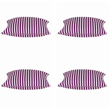 Pack of 4 Dandi Fuchsia Plum Purple & White Striped Square Cushion Covers 40x40cm