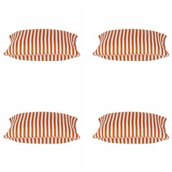 Pack of 4 Dandi Orange & White Striped Nautical Cushion Covers 40x40cm