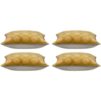 Pack of 4 Duffy Mustard and Grey Square Cushion Covers