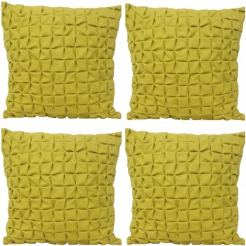 Pack of 4 Flux Mustard Yellow 3D Textured 45cm x 45cm Cushion Covers