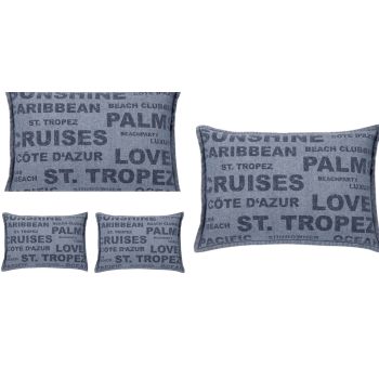 Pack of 4 Denim Sunshine Wording Cushion Cover Cruises, Caribbean, Love etc