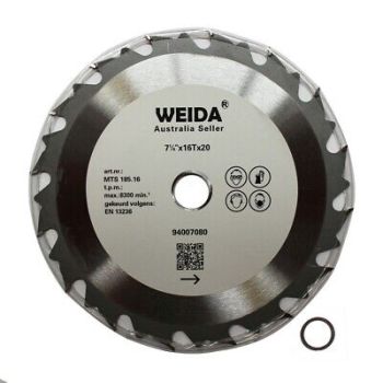 2x 185mm 16T Wood Circular  Cutting Disc Saw Blade7-1/4â€ Bore 20/16mm 2.2mm Kerf