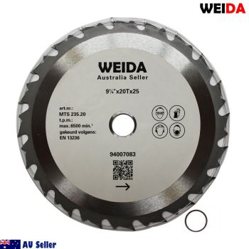 235mm Wood Circular Saw Blade Cutting Disc 9-1/4â€ 20T Bore 25/22.23mm 2.2mm K