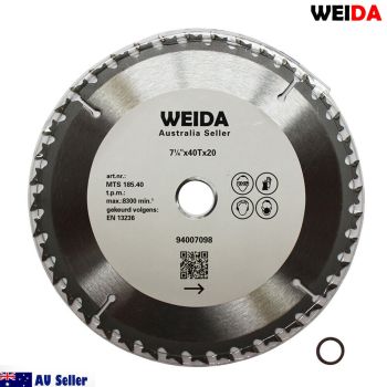 2x 185mm 40T Wood Circular Saw Blade Cutting Disc 7-1/4â€ Bore 20/16mm Kerf 1.6mm