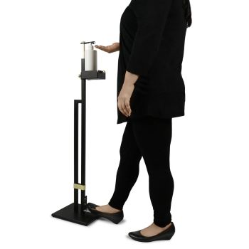 Lirash Touch Free Hand Sanitiser Dispenser Station Floor Stand Foot Operated - Gold Black