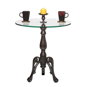 Iron Round Glass Coffee Table with Detachable Candle Holder