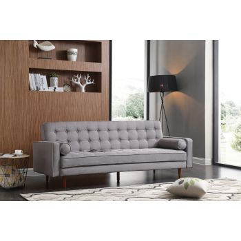 Sofa Bed 3 Seater Button Tufted Lounge Set for Living Room Couch in Fabric Grey Colour