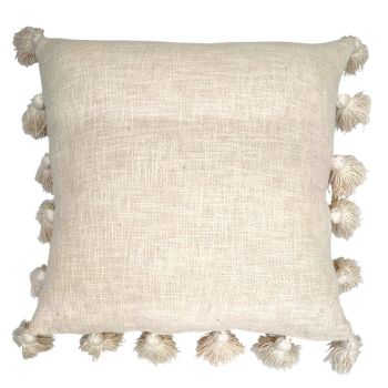 Beige cushion with tassels 45x45 cm