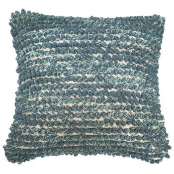 Blue lined tufted cushion cover 45x45 cm