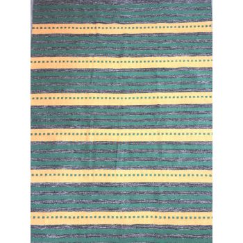 Green/yellow cotton kilim rug 90x150 cm