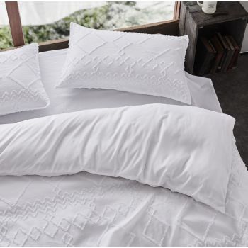 Tufted ultra soft microfiber quilt cover set-single white